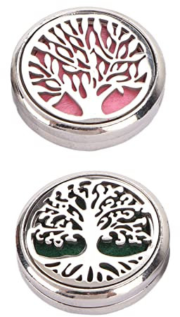 Diffusor-Medaillon-Brosche aus Edelstahl, 22 Mm, Lebensbaum-Design, mit 7 Faserpads und ätherischem Öl für Attraktiven Duft