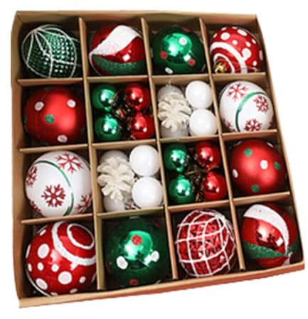 42 Stück 6 cm große Weihnachtskugeln weihnachtlich bemalte Deko Kugeln Weihnachtsbaum Hängeornamente Urlaubs und Heimdekorationen Festival Party Ornamente