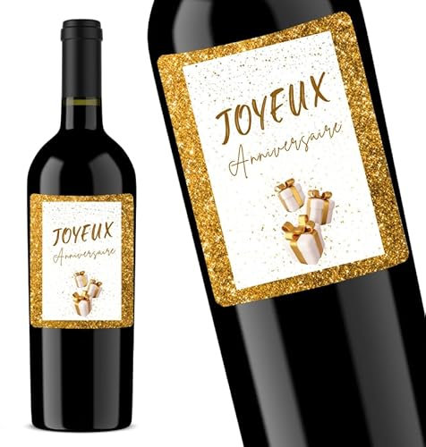 Étiquette personnalisée - Joyeux Anniversaire - Bouteille de vin - Cadeau Original - vin Anniversaire - Bouteille Anniversaire