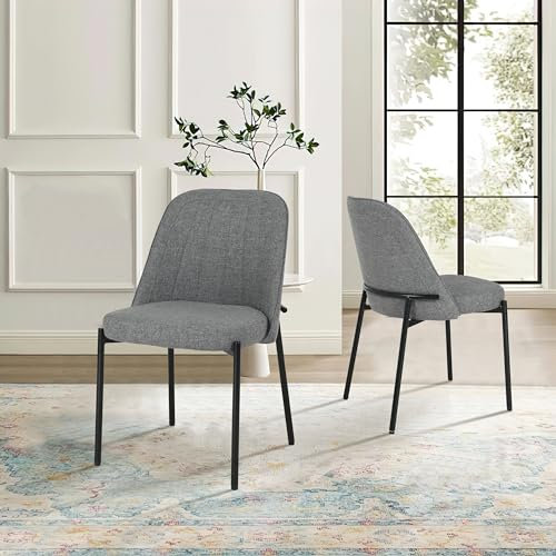 Zedelmaier Esszimmerstühle Stühle 2er Set Stuhl esszimmer esstisch stühle Polsterstuhl mit Rückenlehne Leinenbezug küchenstuhl essstühle für Esszimmer Wohnzimmer Küche (Feines Leinen, Grau)