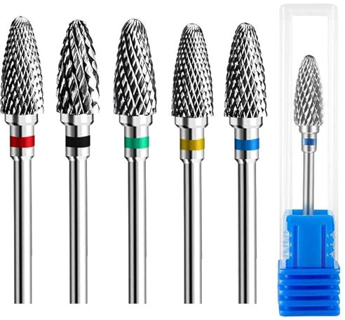 5 PCS Embouts de Ponceuse à Ongles Embouts pour fraise à ongles Têtes de ponçage machine carbure Lime à ongles professionnelle en tungstène Outils pour l'art des ongles, manucure, pédicure