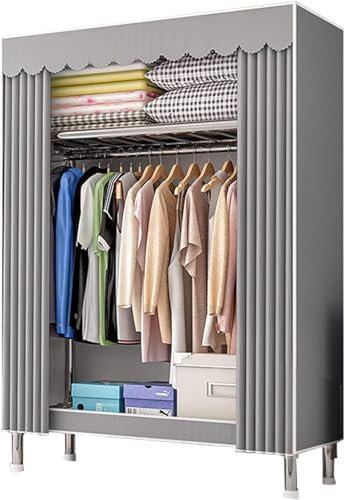 Kleiderschrank Tragbarer Kleiderschrank Aus Segeltuch, Stoffschrank, Faltbarer Kleiderschrank-Aufbewahrungsorganisator Mit Kleiderstange, für Schlafzimmer, Wohnzimmer, 84x46x173cm