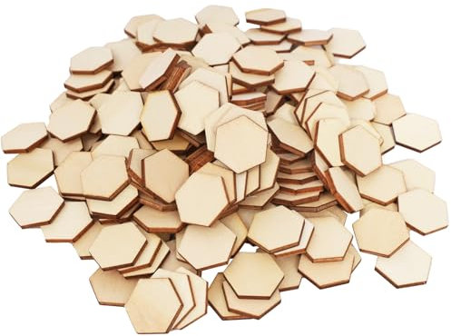 DLUSZERT 400 Stück Sechseckige Holzscheiben zum Basteln, 20MM Sechseckige Holzplättchen, Sechseck Unvollendete Holz Stücke, Naturholzscheiben Streudeko für Malerei DIY Handwerk Hochzeit Tischdeko