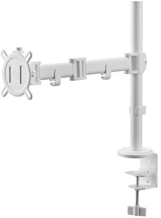 One for All Universal-Monitorarm für 13-32 Zoll – VESA 75/100 mm – Höhenverstellung – Neigen (90°), Schwenken (180°) und Drehen (360°) – Max. Gewicht – 8 kg pro Bildschirm – Weiss (DM2120)
