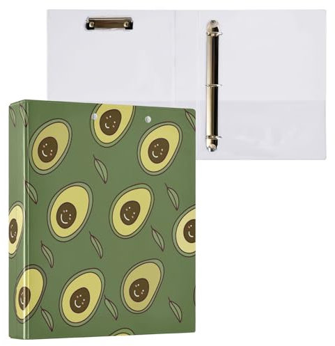 Avocado Vektor-Geschenkpapier, 3-Ringbücher mit Klemmbrett, Aktenordner für Büro, Schule, mit Tasche
