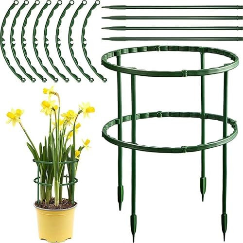 12PCS Plant Support Stakes, Upgrate Double-deck Spliceable Half Round Plant Support Ring,Garden Flower Support for vegetables,succulent plants,roses,lilies,Indoor Plant Stake (5.5X9.5)