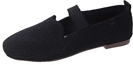 2023 Printemps Semelle Souple Chaussures pour Femmes Enceintes tissé Volant Armure Chaussures pour Femmes Chaussures tricotées pour Mariage Chaussures Bateau Chaussure Ivoire (Black, 39)