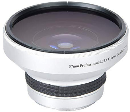 0.25X Fisheye Additional Lens for 37mm Caliber Cameras, Wide Range, 12.5X Macro, Aluminum Alloy Optical Glass, Lightweight, Compact, 37mm .46inch, Silver