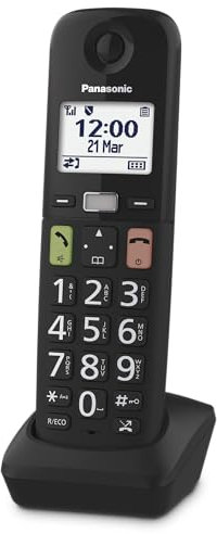 Panasonic KX-TGUA10EXB zusätzliches Mobilteil für Digitale Schnurlostelefone KX-TGU130/KX-TGU110, große Tasten, Favoriten-Taste, hörgerätekompatibel, Hauptgerät erforderlich, Schwarz