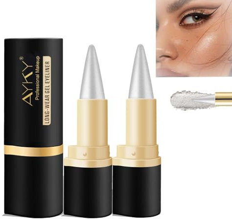 SHUOHONG 2 Stück Matte Schnell Trocknender Eyeliner Wasserfest, Long Lasting Wasserfeste Stifte, Schnell Trocknendes Eyeliner Stift, für Ein Alltägliches Anhaltend Augen Make Up (Silber)