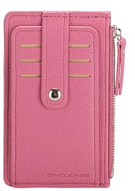 David Jones Paris - Porte Carte - Porte Monnaie - Similicuir - Petit Maroquinerie - Unisexe - Multi Emplacement (Dark Pink)