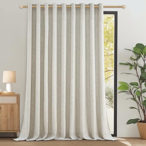 CUTEWIND Extra Breite Gardinen Leinen Halbtransparent für Wohnzimmer Große Fenster, 240 cm Lang, 300 cm Breit, 1 Stück Landhaus Gardine Schlafzimmer Vorhänge mit Ösen Vorhang Leinenoptik