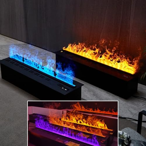 Chimenea de Vapor de Agua 3D, Chimenea de Vapor con Luces de Ambiente de 7 Colores, Control Táctil/remoto, Inserto de Chimenea Eléctrica, Gran Decoración para El Hogar, La Oficina, El Hotel, 150cm