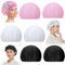 6 Stück Elastische Haarnetz zum Schlafe, Verstellbares Nacht Schlaf-Haarnetz, Atmungsaktive Haarnetz Mütze, Elastisch Bonnet Sleep Cap Mütze für Damen und Herren, Nachtschlaf (Weiß, Schwarz, Rosa)