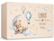 Little Deco Personalisierte Erinnerungsbox Baby Holzkiste mit Deckel | L - 40 x 30 x 22 cm | Erinnerungskiste für Jungen, Geschenk zur Geburt, Taufgeschenk mit Bär & Mond XHL1025-02