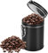 Boîte à café en acier inoxydable hermétique avec valve – Récipient sous vide noir pour conserver la fraîcheur – Boîte de conservation grains de café, poudre, thé, noix