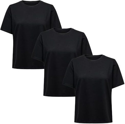 ONLY Damen T-Shirt 3er Pack Rundhals ONLONLY Regular Fit Basic Shirt XS S M L XL