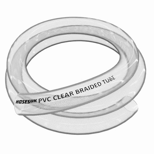 16mm (5/8) Clear PVC Braided Hose,Food Grade/Oil/Water/Fuel Reinforced Pipe,Tube 4m