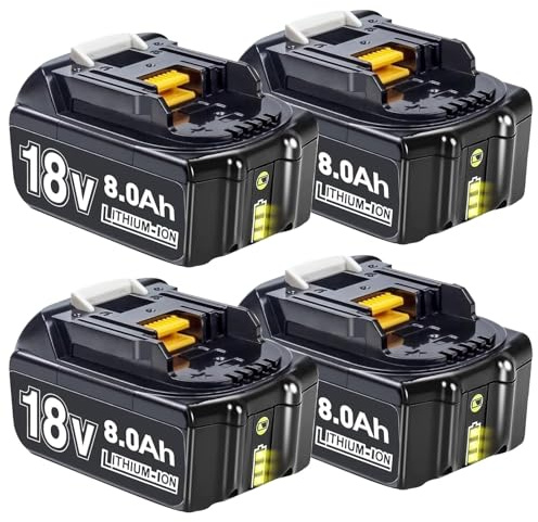 GGiking 4 Stück 18V 8,0Ah/8000mAh Ersatzakku für Makita Akku 18V BL1860B | BL1850B BL1850 BL1840 BL1830 BL1860 BL1835 BL1845 BL1820B, Kompatibel mit Elektrowerkzeugen mit LED Indikator