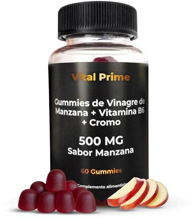 Gominolas Vinagre de Manzana con Vitamina B6 + Cromo 60 Gummies | Vinagre de Manzana Gummies Sabor manzana