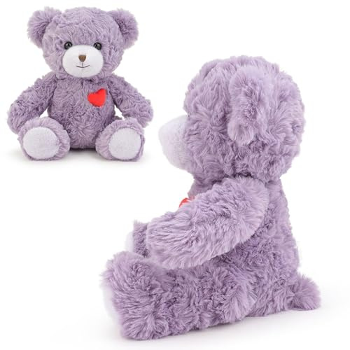 Générique Ours en Peluche Cœur - Doudou Mignon avec Symbole Je T’Aime | Cadeau Doux À Câliner pour Saint-Valentin | Coussin Décoratif 23cm Rose Ou Violet