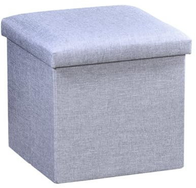 Kesper | Sitzhocker, grau, Material: Polyester in Leinenoptik & FSC®-zertifizierte Faserplatte (FSC® C014021), gepolstert, mit abnehmbarem Deckel, belastbar bis 110 kg, Maße: 38 x 38 x 38 cm | 15956