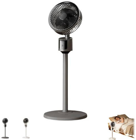 Bedroom Standing Pedestal Fan, Ultra Quiet Energy Saving DC Motor Floor Fan with Remote Control, 90 Degree Wide Oscillation, 3 Adjustable Wind Speeds, Height Vertical Portable Cooling for Indoor