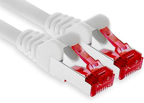 1aTTack.de - 1x cavo patch CAT6 da 1 m S/FTP schermatura PIMF CAT.6 cavo di rete RJ45 cavo Ethernet DSL router LAN switch modem pannello patch - bianco - 1 pezzo