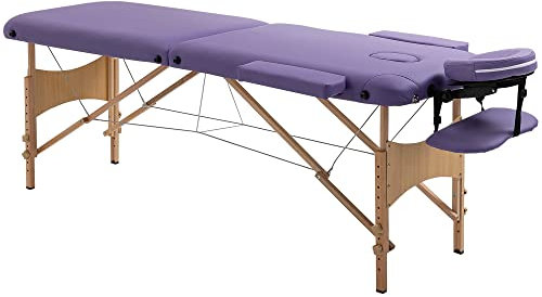 HOMCOM Cama De Masaje Madera 185 x 60cm Tatuaje Terapia Sofá Cama Morado Nuevo