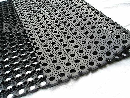 Gummimatte Schmutzfangmatte Ringgummimatte Lochmatte Ringmatte, Fußabtreter mit Verbinder – rutschfest Outdoor & Indoor Matte für Eingang 22mm 5 Größen – 100x150 cm