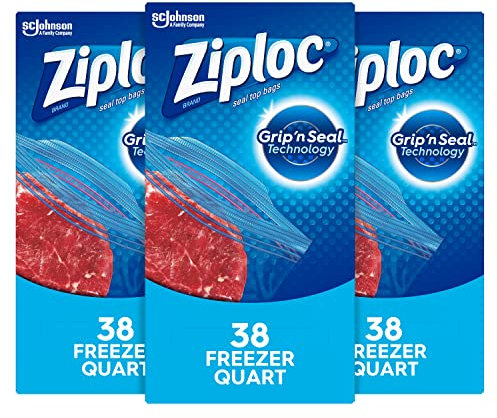 Ziploc Freezer Bags, Quart, 3 Pack, 38ct