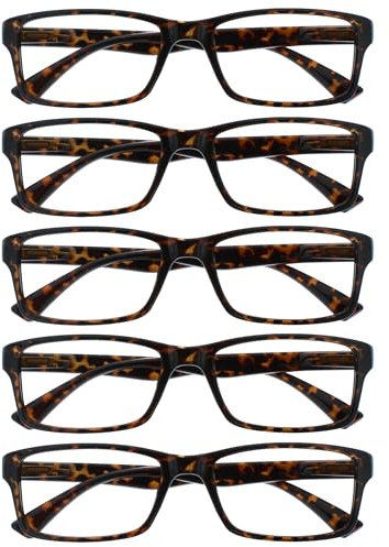 Die Lesebrille Unternehmen Braune Schildpatt Wert 5er-Pack Herren Frauen Designer Stil Leser RRRRR92-2 +3,50