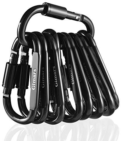 Gimars 10 Stück Karabiner mit Schraubverschluss, alu Schlüsselanhänger Karabinerhaken für Camping, Angeln, Wandern oder Reisen (schwarz) …