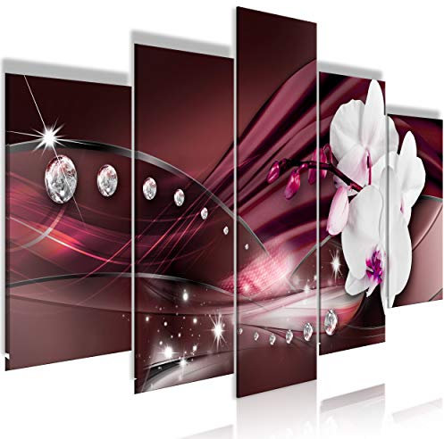 decomonkey Bilder Orchidee 200x100 cm 5 Teilig Leinwandbilder Bild auf Leinwand Wandbild Kunstdruck Wanddeko Wand Wohnzimmer Wanddekoration Deko Blumen Abstrakt
