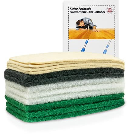 Greenwood Soft-Sheep Super-Allround Pad-Set 12 Stück zum Nachölen & ÖL-Neuaufbau von Parkett - inkl. Soft-Sheep Wollpads aus Schafwolle