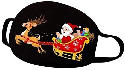 Lulupi Mundschutz Multifunktionstuch Weihnachten Waschbar Maske Lustig Weihnachtsmotiv Mund und Nasenschutz Baumwolle Rentier Elch Motiv Mundbedeckung Weihnachts Halstuch Schals für Herren Damen