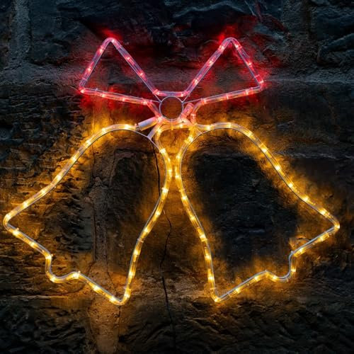 Garden Mile Marco Paul Christmas Bell Silhouette Rope Lights - Festive Multicolour Acrylic Waterproof Pre-Lit LED Rope Lights - Flashing Wall Mounted Silhouette for Christmas Window Lights