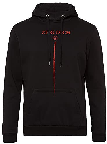 Rammstein Kapuzenpullover Zeig Dich schwarz, Offizielles Band Merchandise Fan Hoodie mit Brust- und Rückendruck
