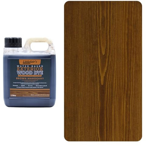 Littlefair's Holzlasur Außen 1ltr - Holzlasur Für Natürliche Holzmaserung - Wasserbasierte Holz Lasur - Schnell Trocknend, Schützt Und Umweltfreundlich - Farbe:Braunes Mahagoni)