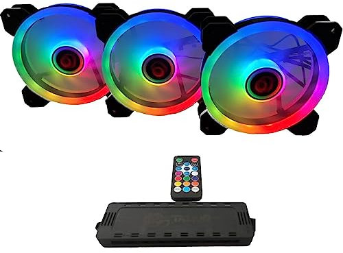Talius Iris Spectrum ARGB/Cronos ventiladores 120 mm. Efectos de barrido, pulso, espiral. Doble Aro led. Conexión 6 pines. (3 FAN BLK + CENTRALITA)