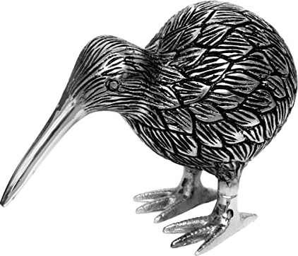 Brillibrum Design Kiwi Tier Deko Figur Vogel Australien Tierfigur Nationalsymbol von Neuseeland Glücksbringer Animal Kiwi Deko Skulptur, Größen Name: 19x12x24cm (HxBxT), Material: Silber-Schwarz