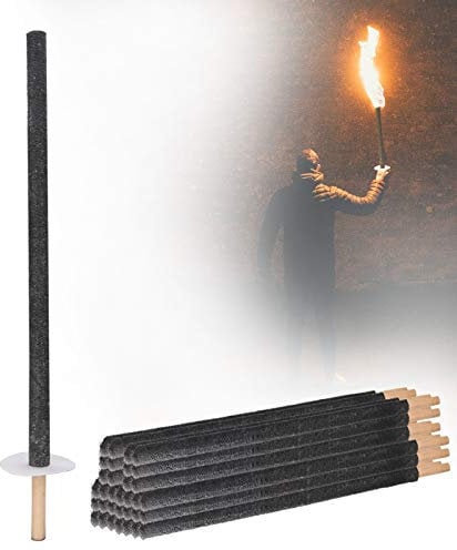Eulenke 10 Stück Wachsfackeln mit Handschutz, 90-100 min Brenndauer Wachs-Fackeln mit Langem Griff, Outdoor Fackeln für Wanderung & Party & Garten
