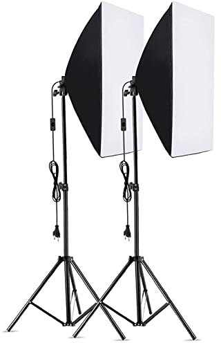 Andoer Set Softbox per studio fotografico, 50 × 70 cm, set di illuminazione LED Softbox con 2 m completamente regolabile, 2 per YouTube, Tiktok, riprese video, ritratti, fotografia
