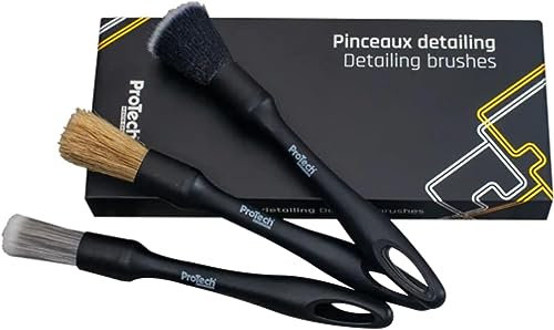 ProTech Monte-Carlo - Kit de 3 Pinceaux de Nettoyage Voiture - Pinceaux Doux et Souples pour Nettoyer Jantes, Habitacle et Extérieur