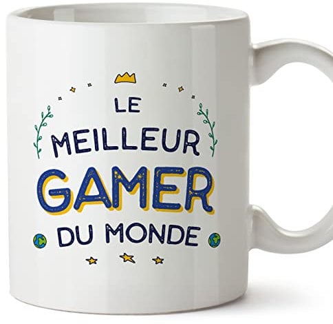 Mugffins Tasses pour GAMER - En Français - Cadeau original pour GAMER homme - Meilleur du Monde - 11 oz / 330 ml