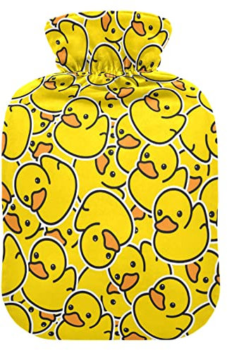 Rubber Duck Hot Water Bottle with Cover Hot Water Bottles for Pain Relief Hand Feet Warmer Feet and Bed Warmer for Kids Adults, 1L
