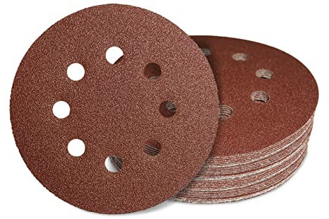 AWAPRO Schleifscheiben mit Klett - Ø 125mm, Körnung P400, 8 Loch in Rot - 5 Stück - Schleifpapier rund für Exzenterschleifer, Holz schleifen