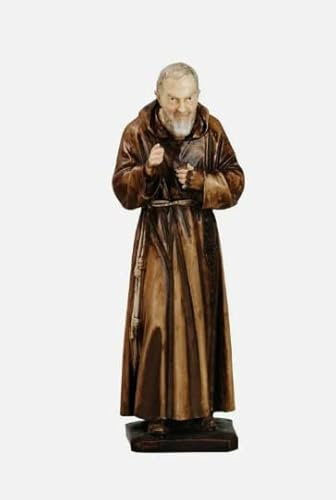 Generico ArteSacraCaravaggio Statue des heiligen Vaters Pio da Pietrelcina, Marmorharz 18 cm (7,08 Zoll), für den Innen- und Außenbereich, handgefertigt, italienische Handwerkskunst