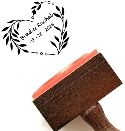 Personalisierter Holzstempel aus Gummi, personalisierbar, Logo, Text, Name, Adressstempel, Design (7,1 x 7,1 cm)