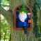 vomiceak Statue de nain de jardin, elfe sortant de la porte, 15 cm, décoration amusante d'arbre de jardin, terrasse, cour, pelouse, porche (blanc et bleu)